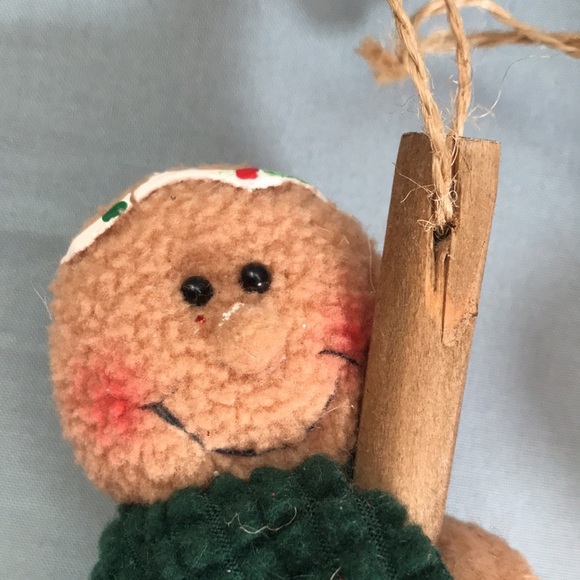 RARE vintage fabric gingerbread men fork & spatula kitchen Christmas ornaments - Picture 10 of 12